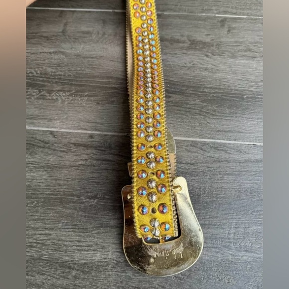 b.b. Simon Gold Fire Double Row Size 32 Studded Crystal belt - Picture 9 of 10